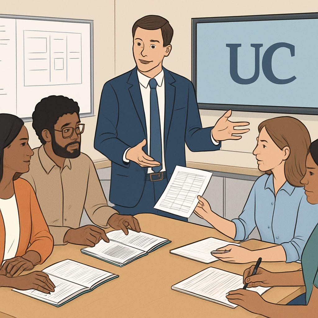 University of California employees consulting with K12 teachers