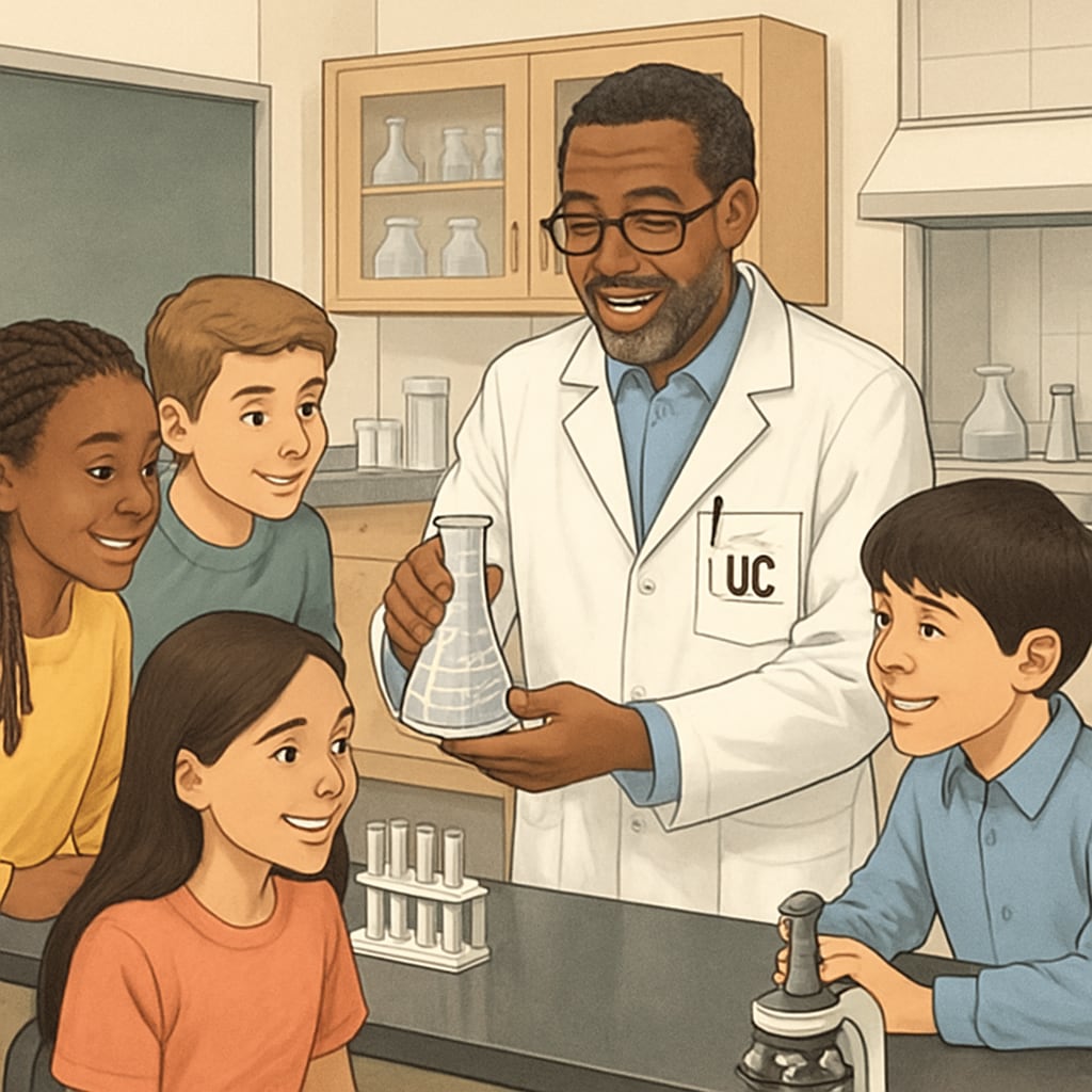 UC employee providing STEM education support to K12 students