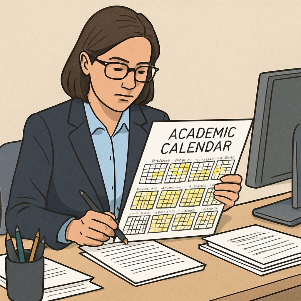 Education administration professional managing school holiday schedules