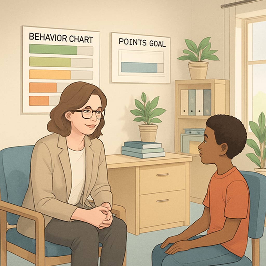 Behavior intervention specialist working with student in public school setting