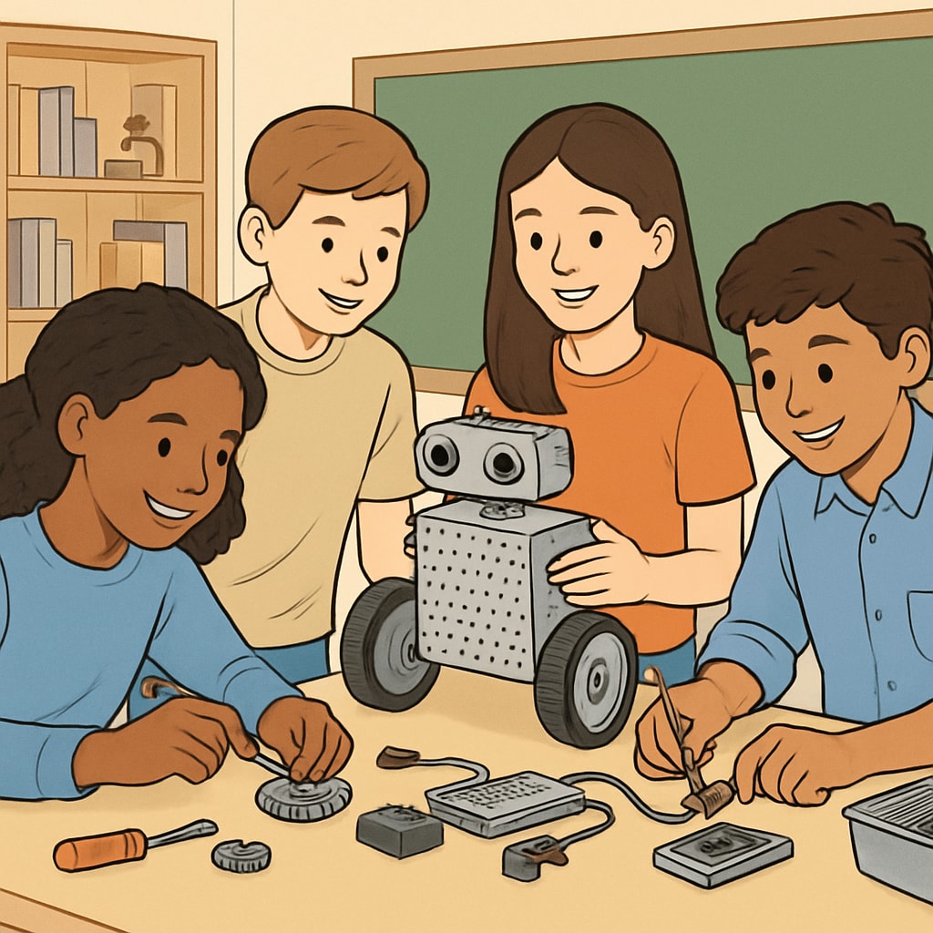 Students developing AI-related skills in classroom setting