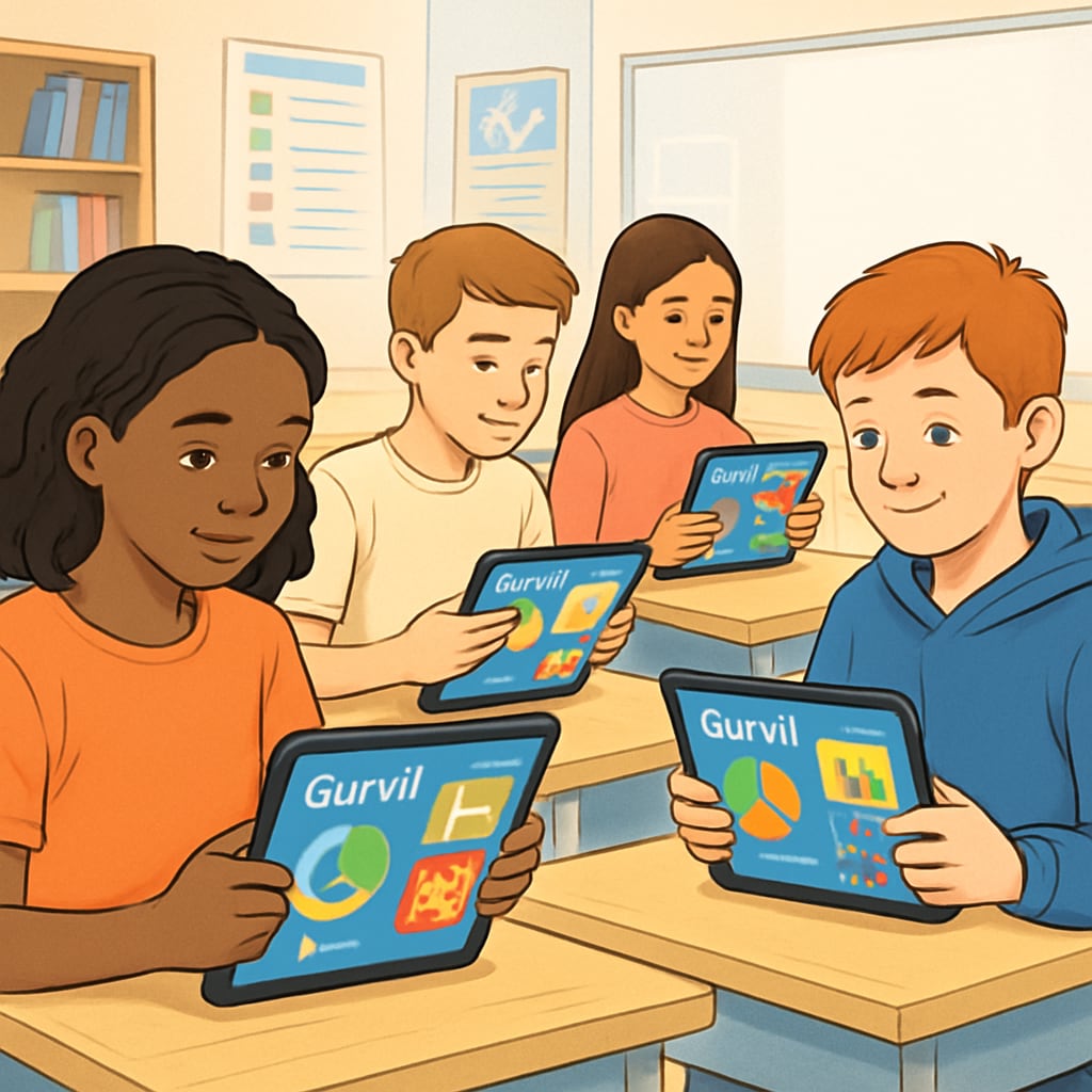 Students engaged with visual interactive learning app Gurwi