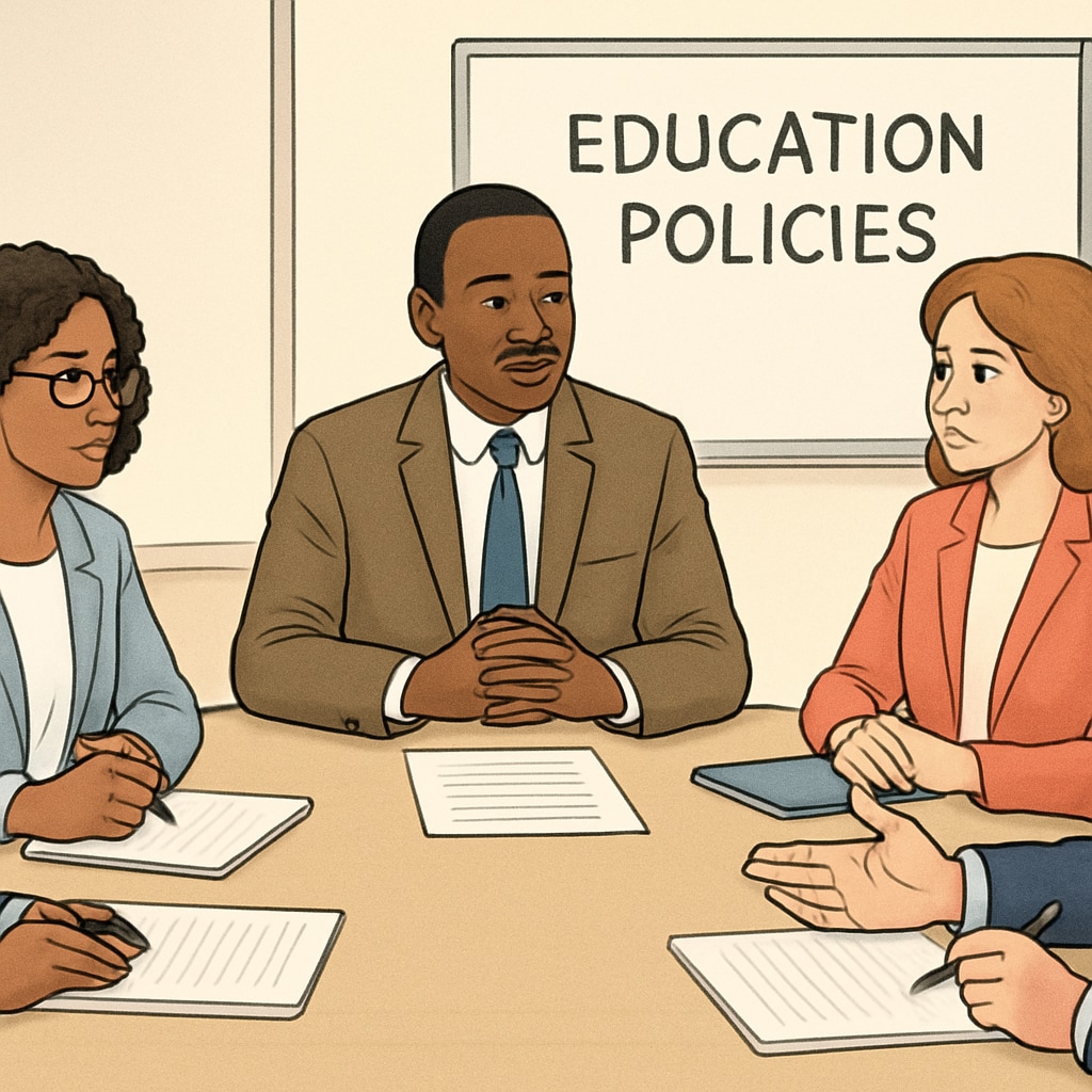 School board members collaborating to improve educational efficacy and drive change