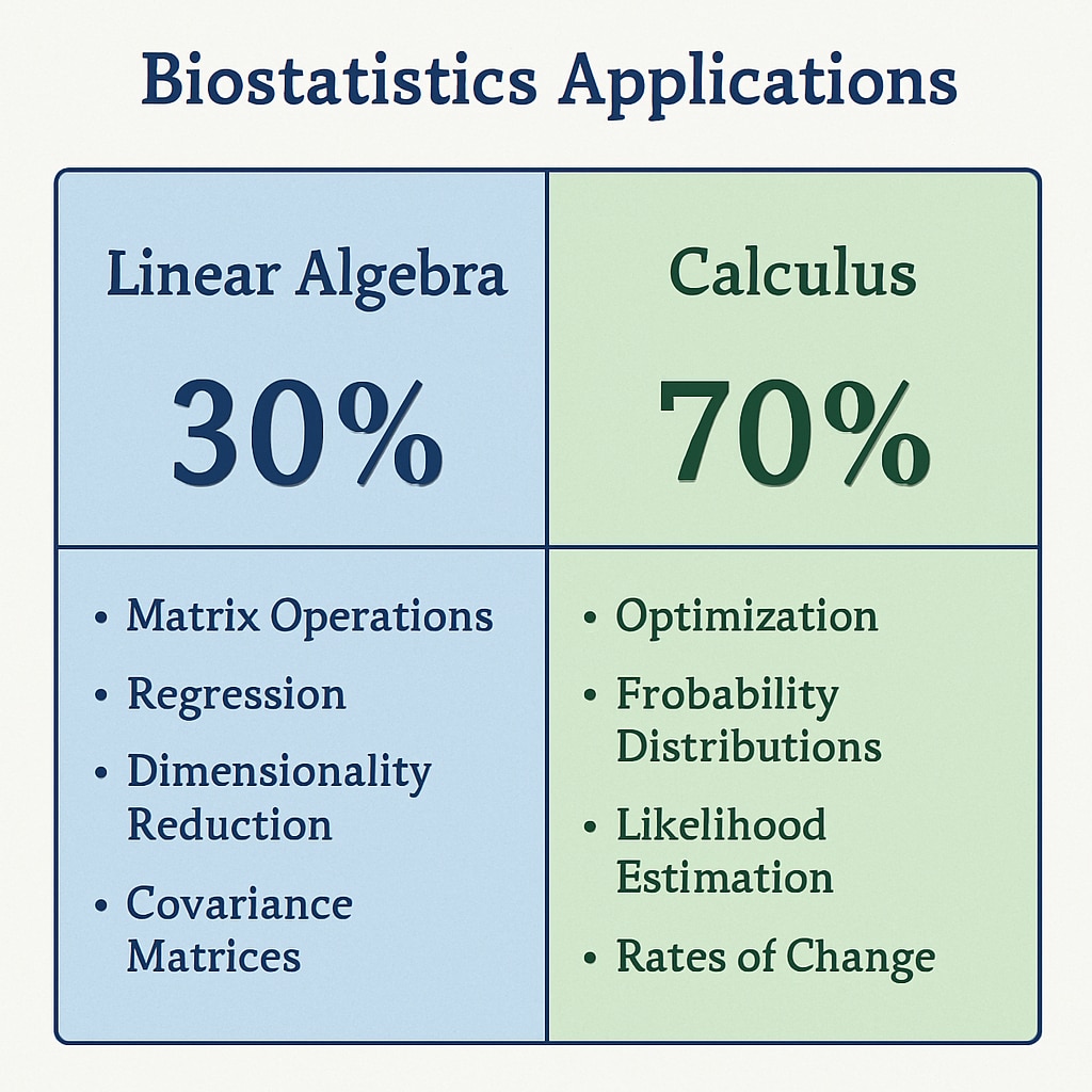 Linear algebra vs calculus applications in biostatistics infographic