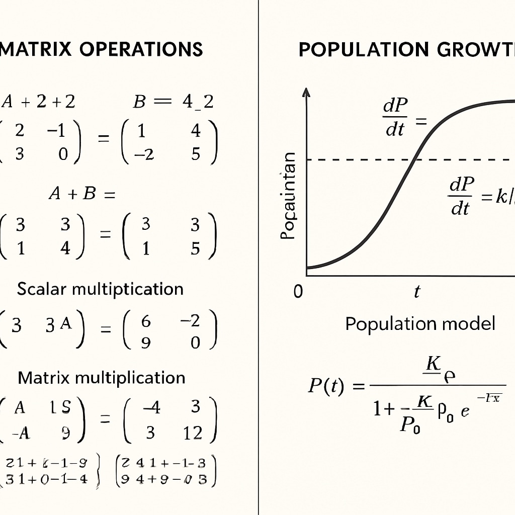Visual comparison of linear algebra matrices and calculus modeling