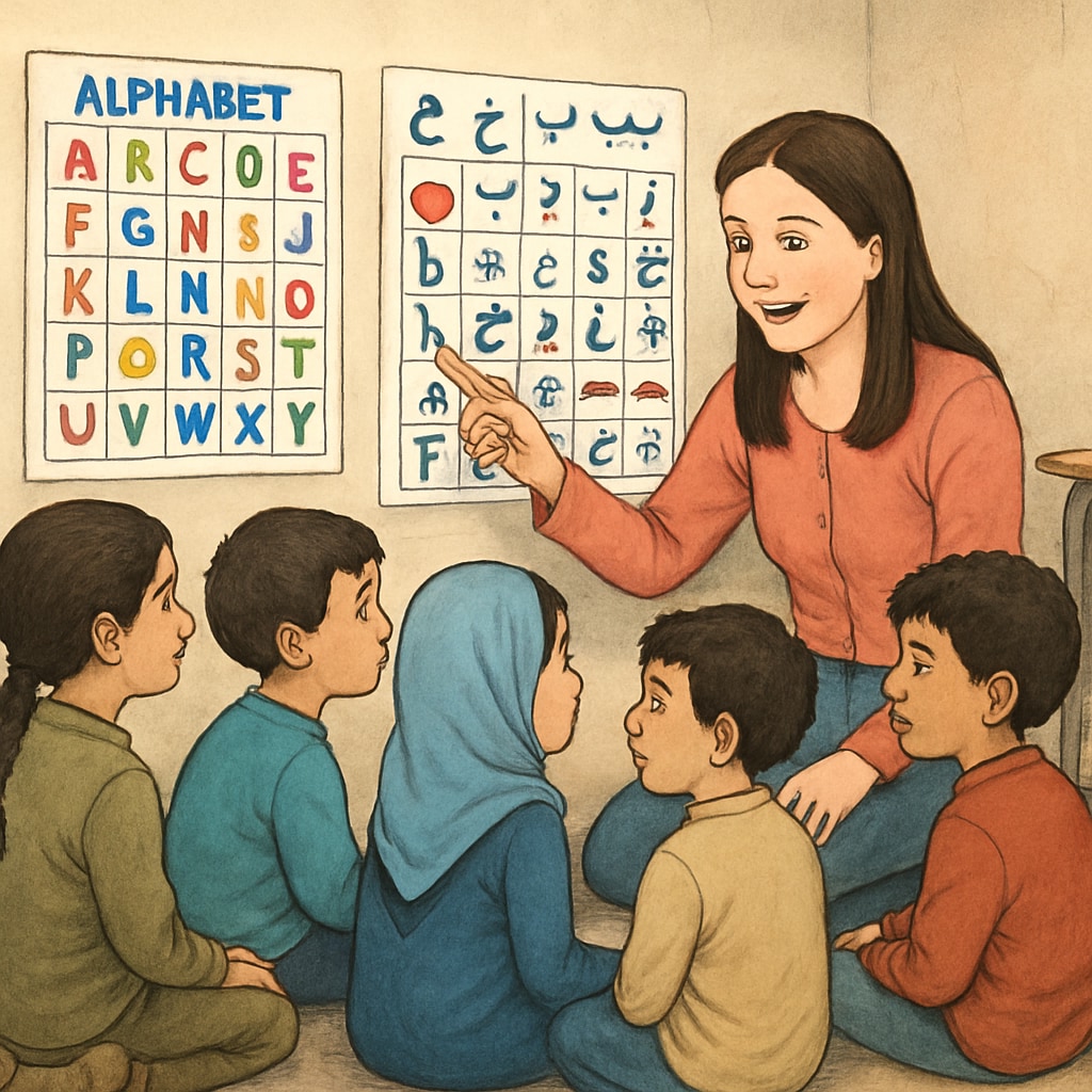 Ms. Rachel conducting humanitarian child education session