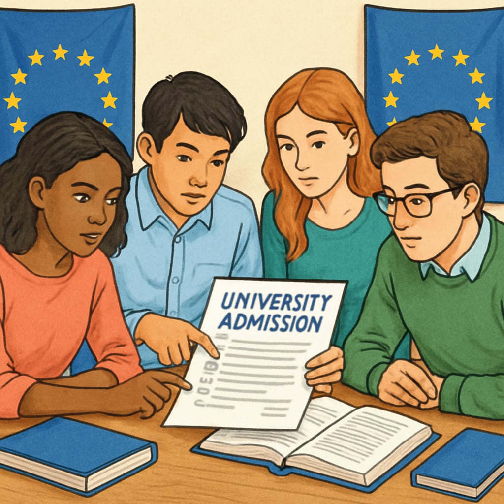 International students reviewing EU university admission requirements