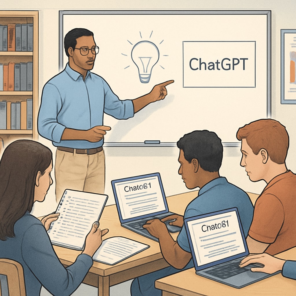 Educator teaching critical evaluation of AI-generated information