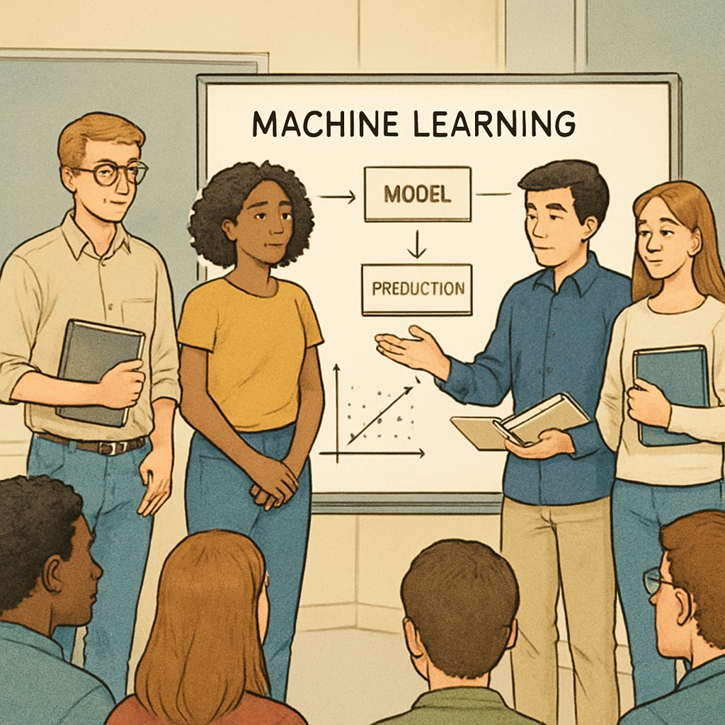 Undergraduate education group presenting artificial intelligence project results
