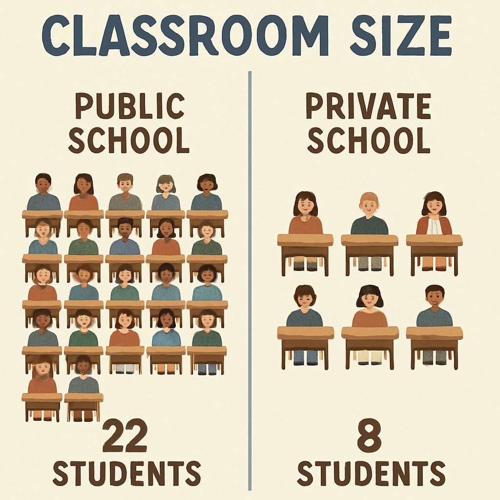 School choice comparison - public districts vs private education classroom sizes