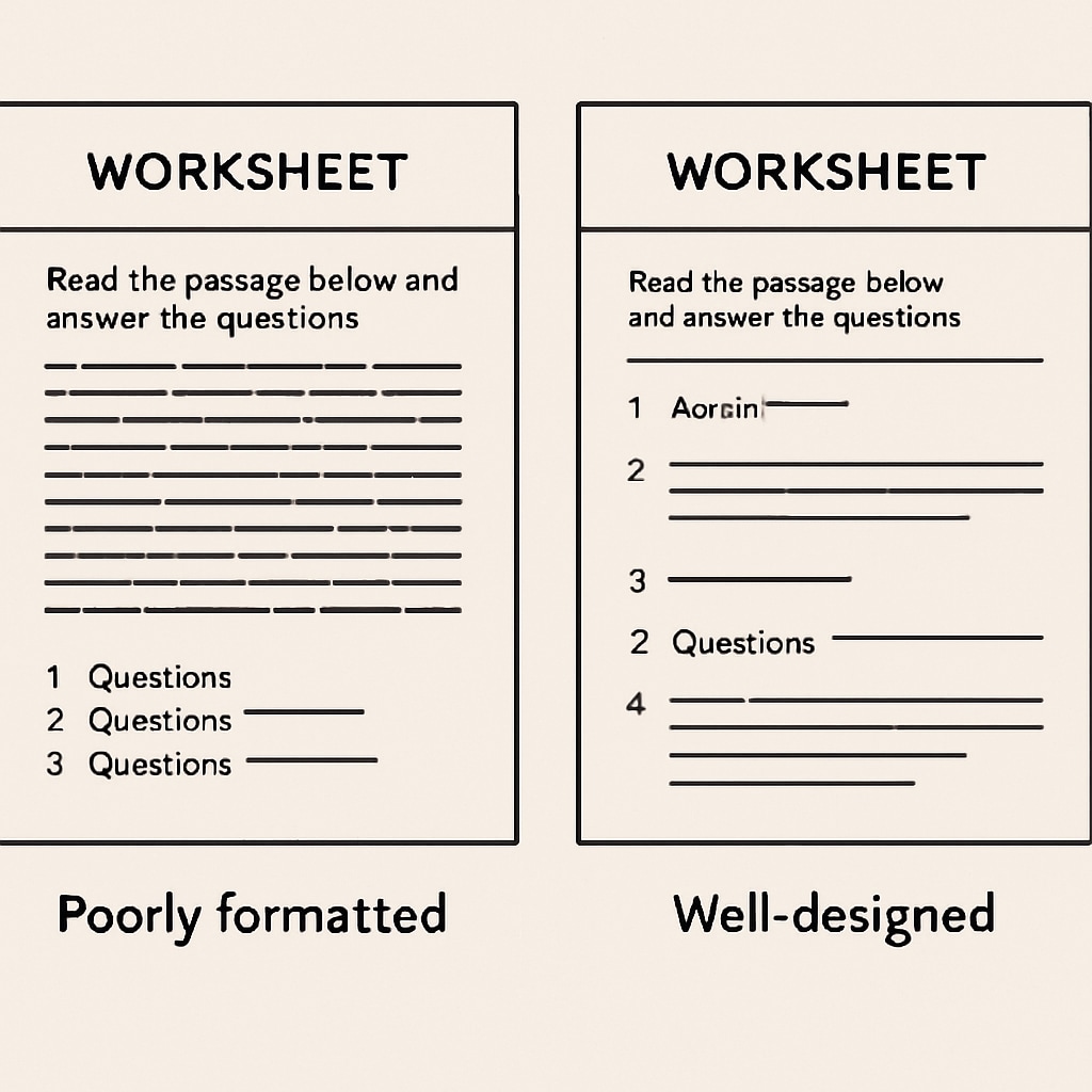 Canva educational resource design comparison showing effective vs. ineffective layouts