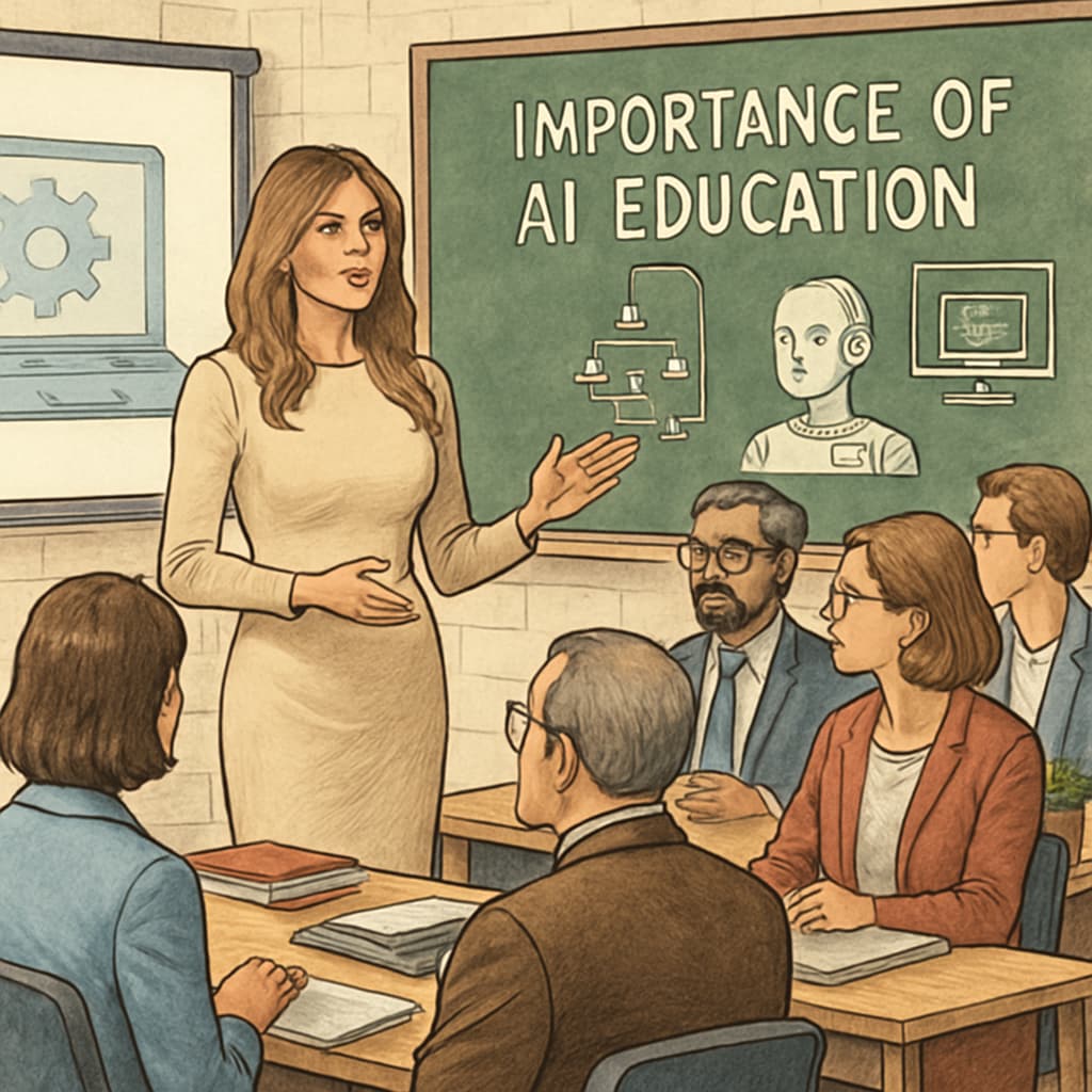 Melania Trump addressing educators about the importance of AI education at a technology summit Melania Trump discusses White House AI Task Force at education event