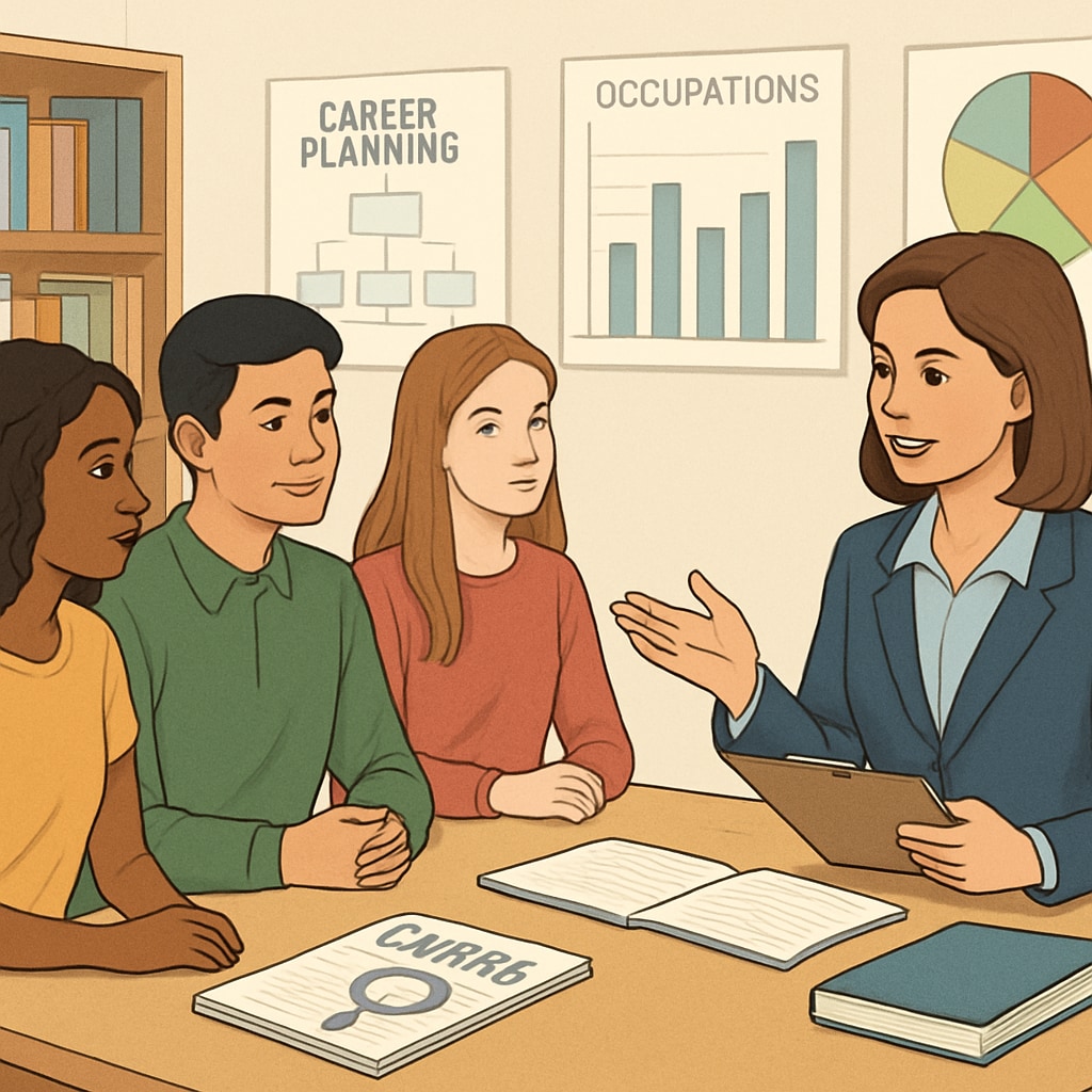 Students discussing career planning for high salary and interests