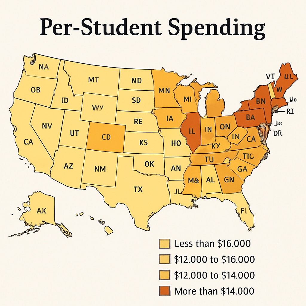 Geographic distribution of K-12 education spending data by state