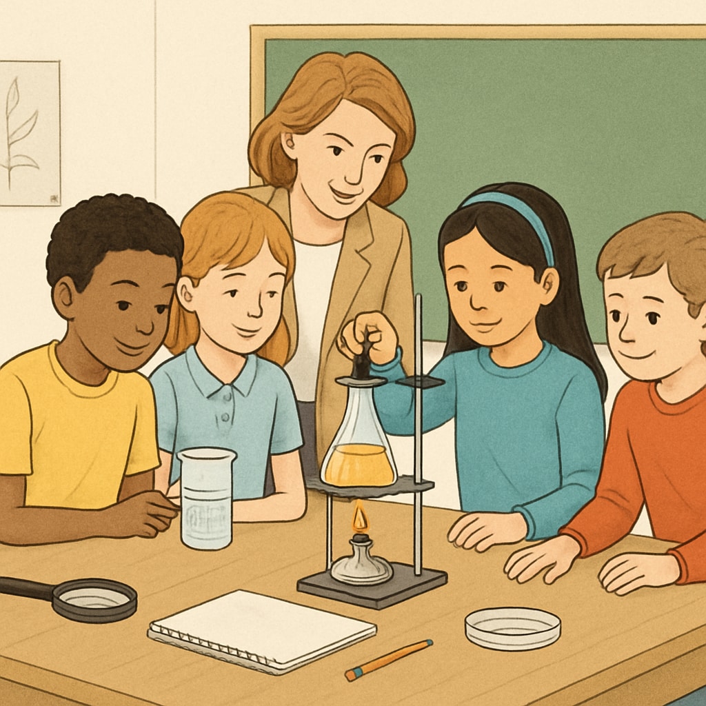 Public elementary school students participating in quality STEM education