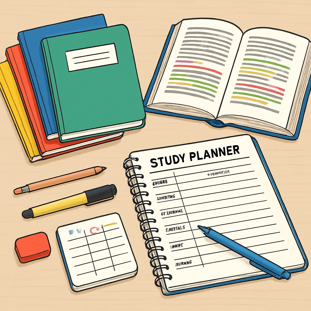 Effective study setup demonstrating information retention techniques for teenagers