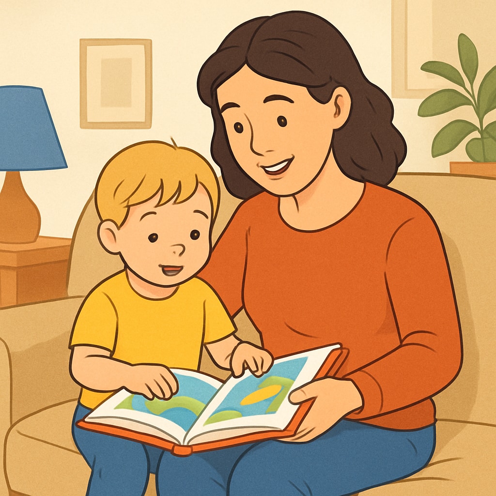 Parent supporting child's reading development