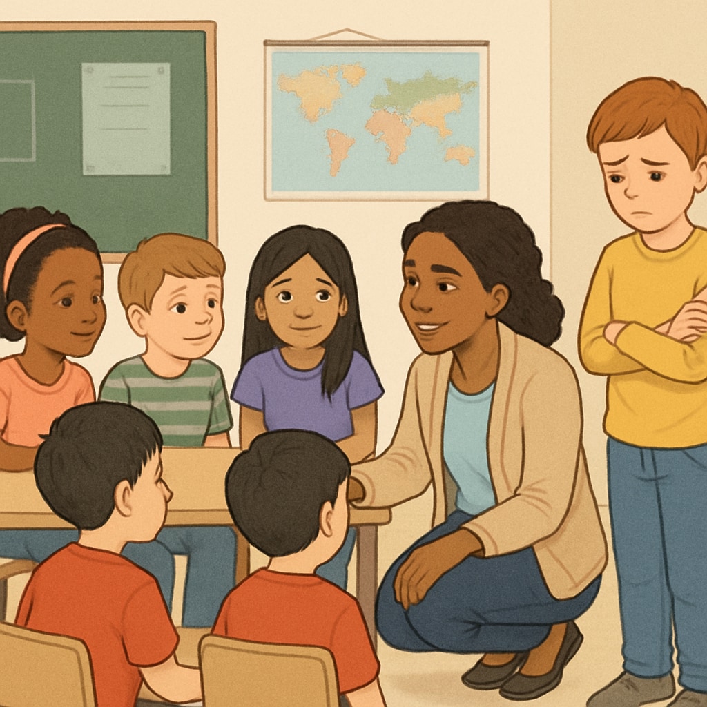 Public school teacher managing disruptive student behavior through intervention