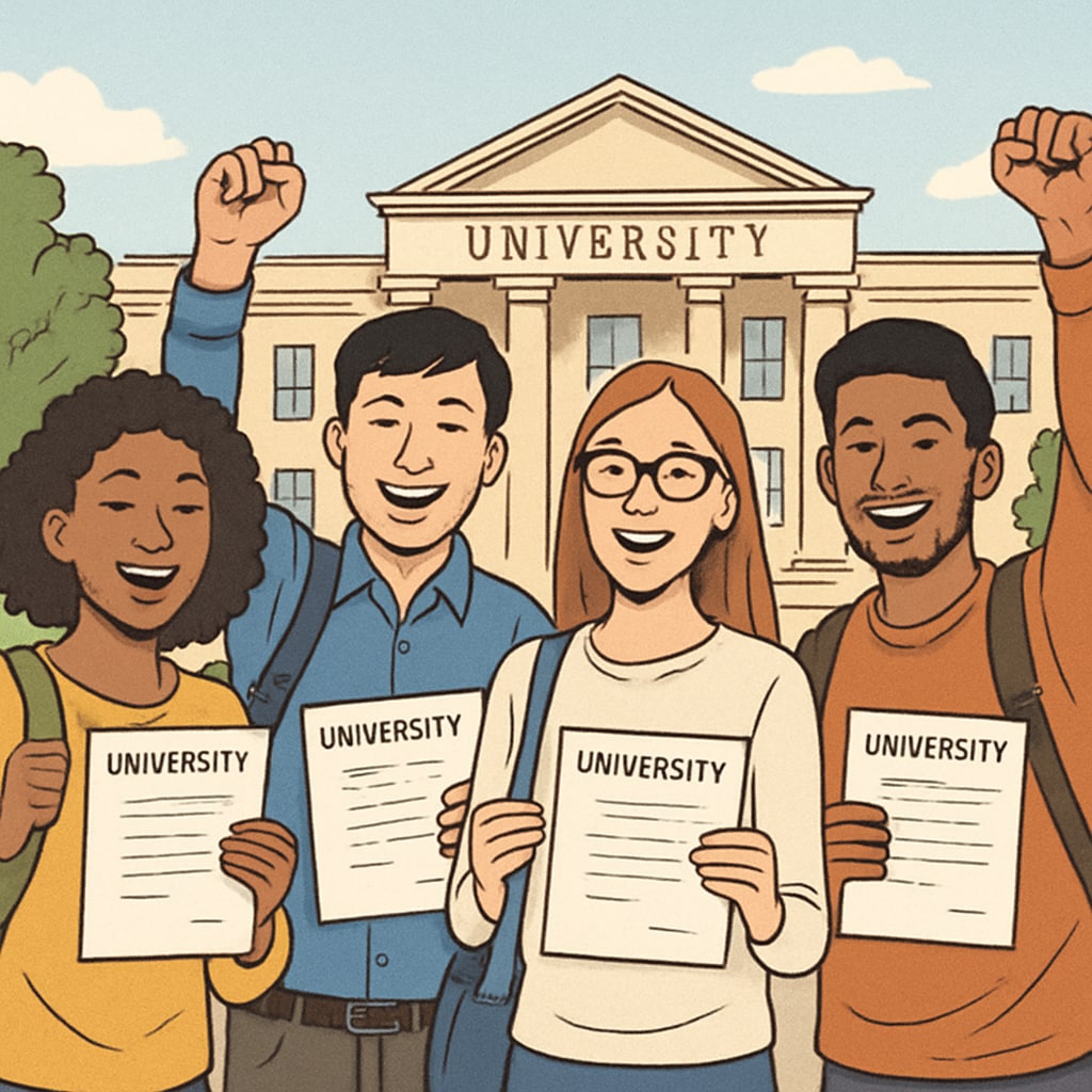 International students with A-Level credentials receiving US college acceptance