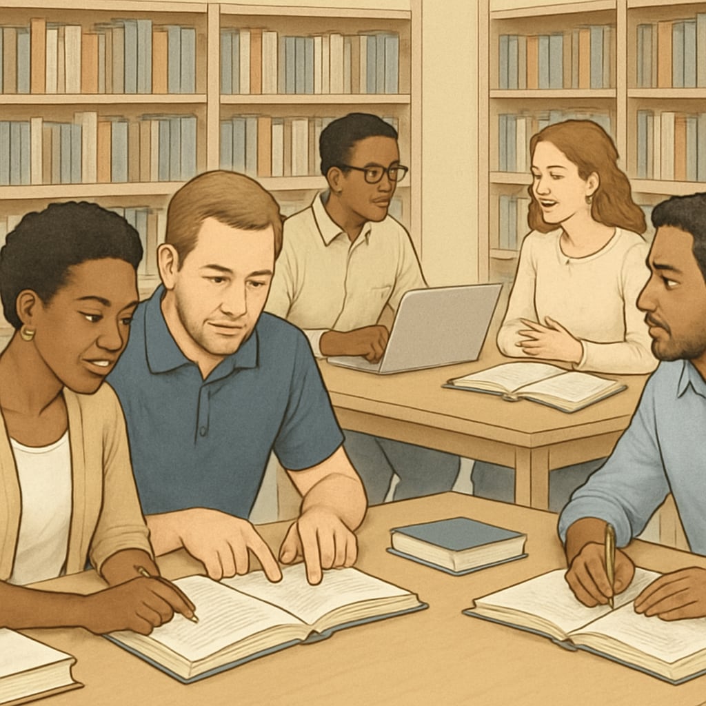 Adult learners overcoming educational gaps and building foundational knowledge together