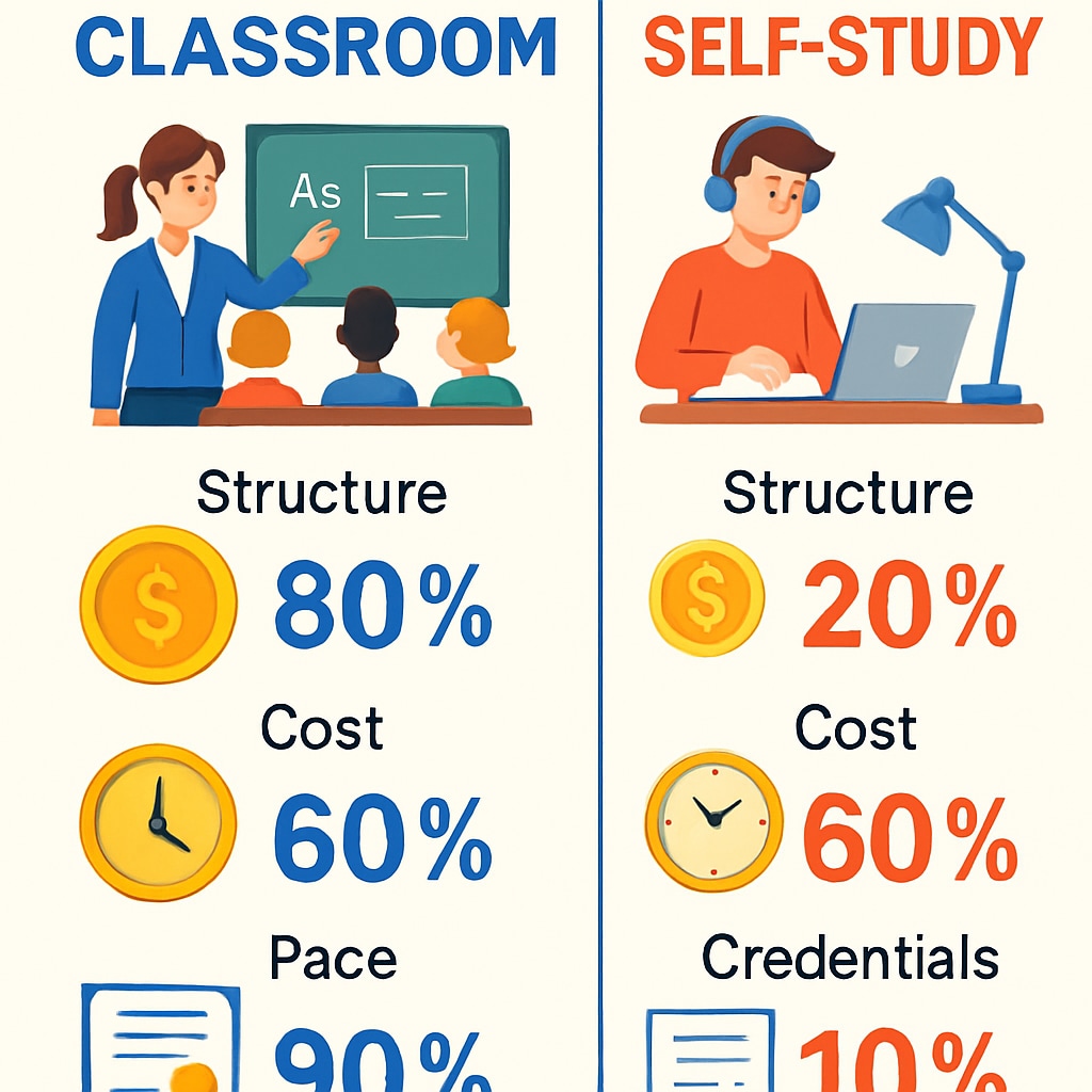 Visual comparison of traditional education vs self-directed learning