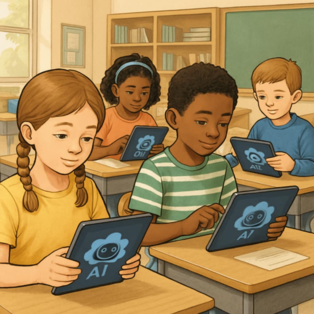 Children engaging with White House-approved AI education tools