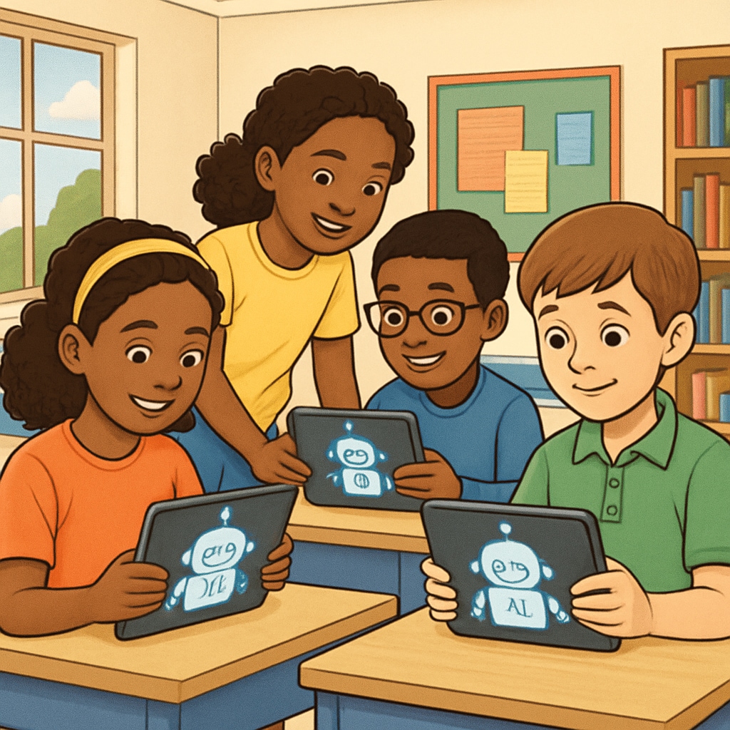 AI education tools in modern elementary classroom