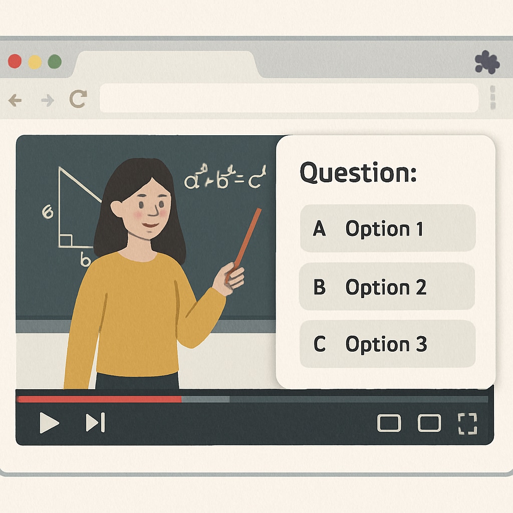 Interactive video learning tool with attention-boosting browser extension