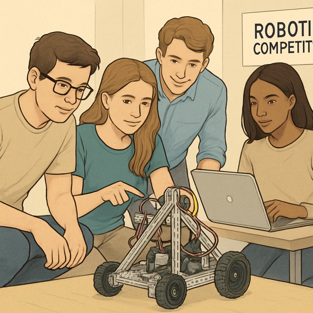 Computer science students participating in extracurricular robotics competition