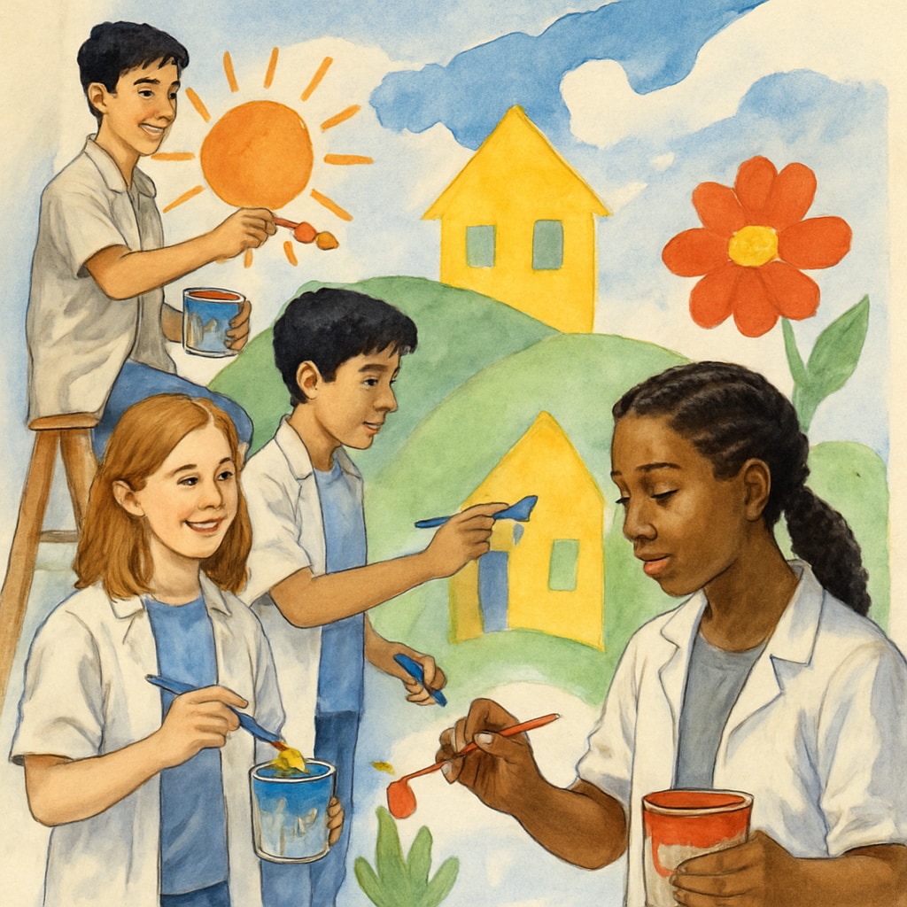 Privileged background teens working with economically diverse peers