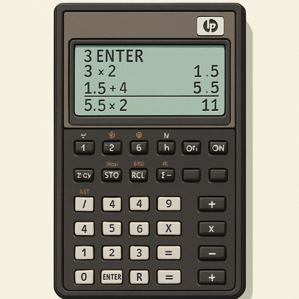 RPN calculator demonstrating mathematical operations