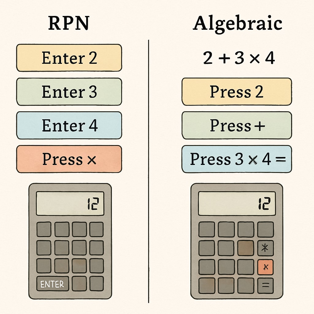 RPN versus traditional calculator input comparison