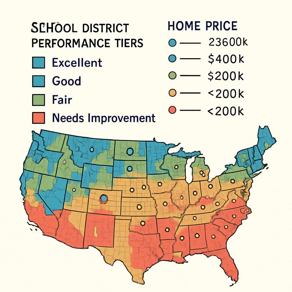 School rankings and real estate price correlation map