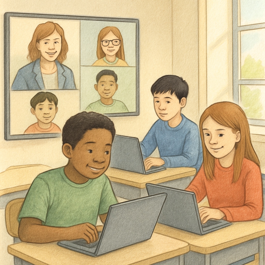 Khan World School students participating in dual enrollment courses online