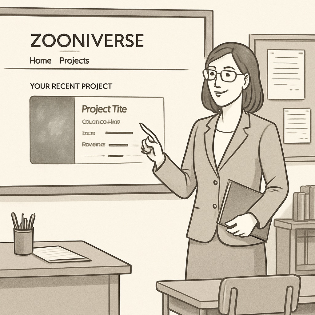 Teacher facilitating citizen science activity using Zooniverse platform