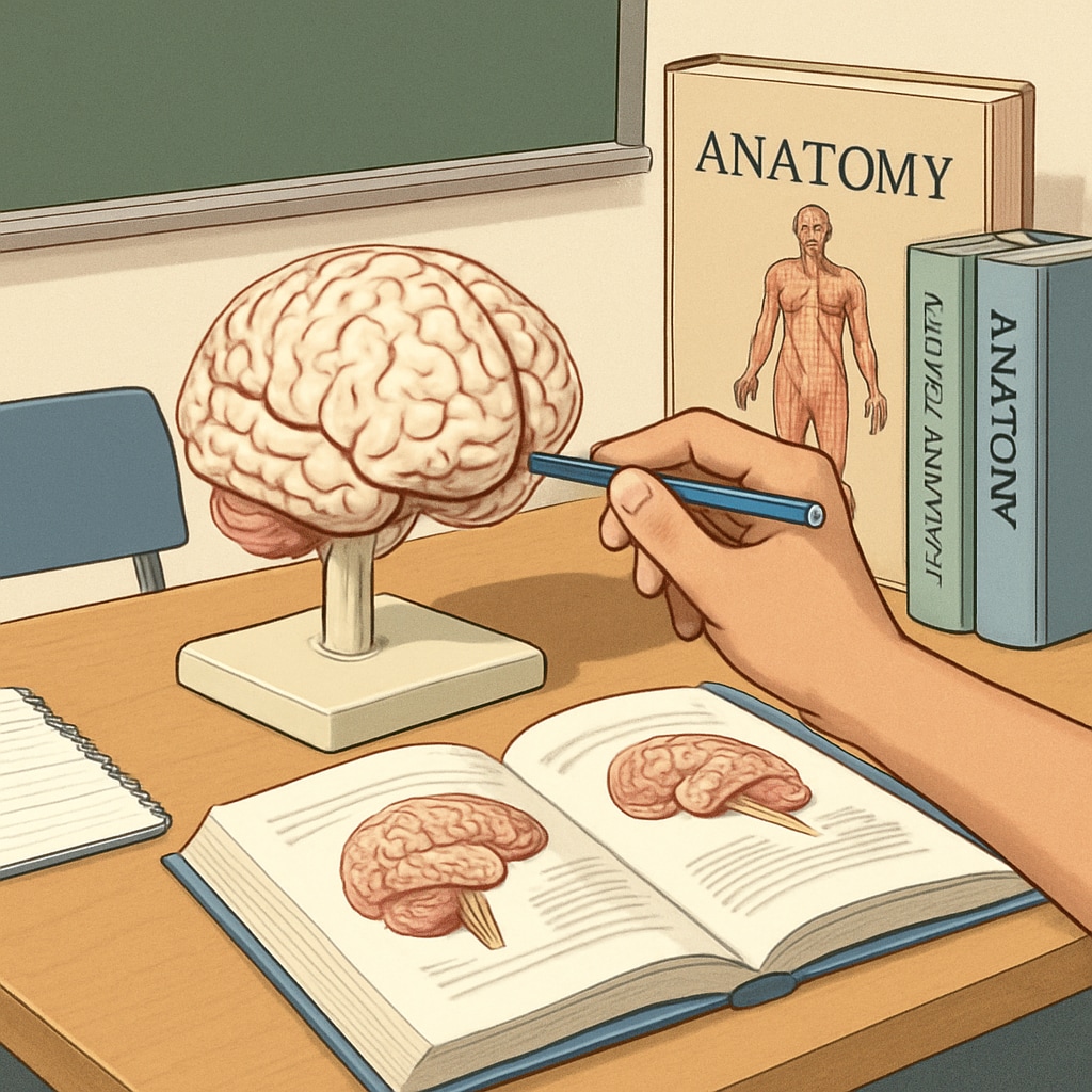 Gifted student studying neuroscience concepts through supplemental learning