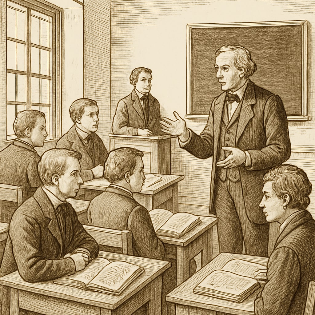 Classical education historical classroom scene