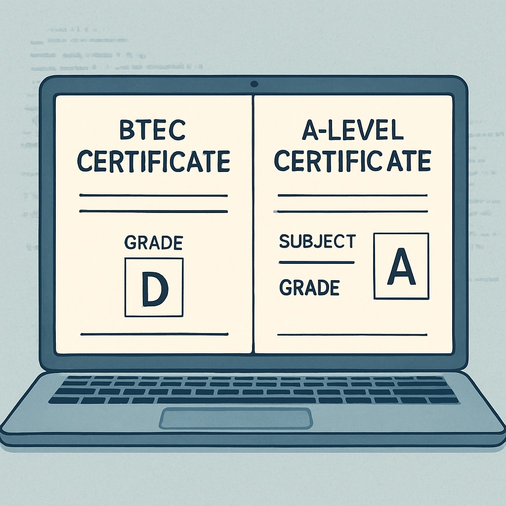 BTEC vs A-level computer science qualifications comparison