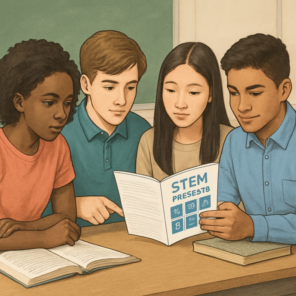 High school students researching STEM career options