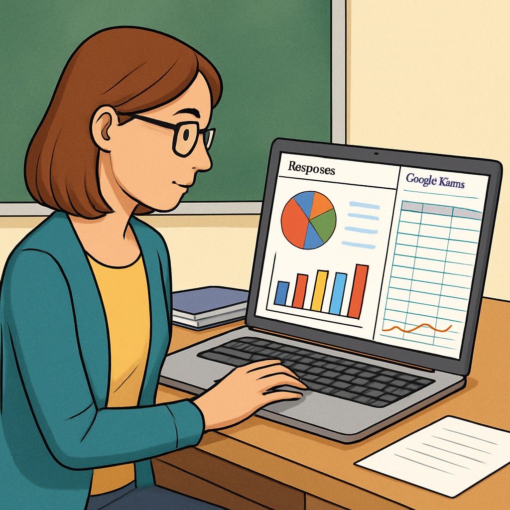 Teacher using Google Forms for education data collection