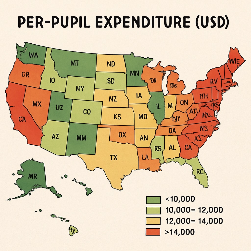 Visual comparison of state-level education spending per student