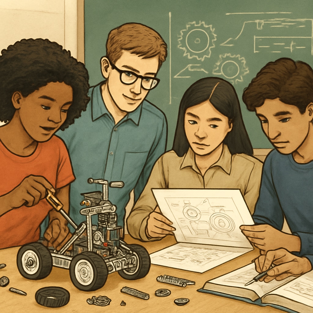 Diverse group of high school students collaborating on robotics project in classroom setting Strategic extracurricular activities for college preparation