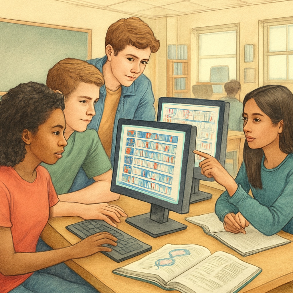 Students learning bioinformatics through interactive software