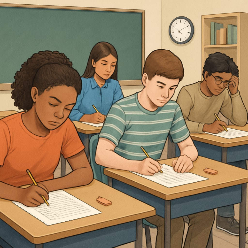 High school assessment testing environment for math and reading skills evaluation