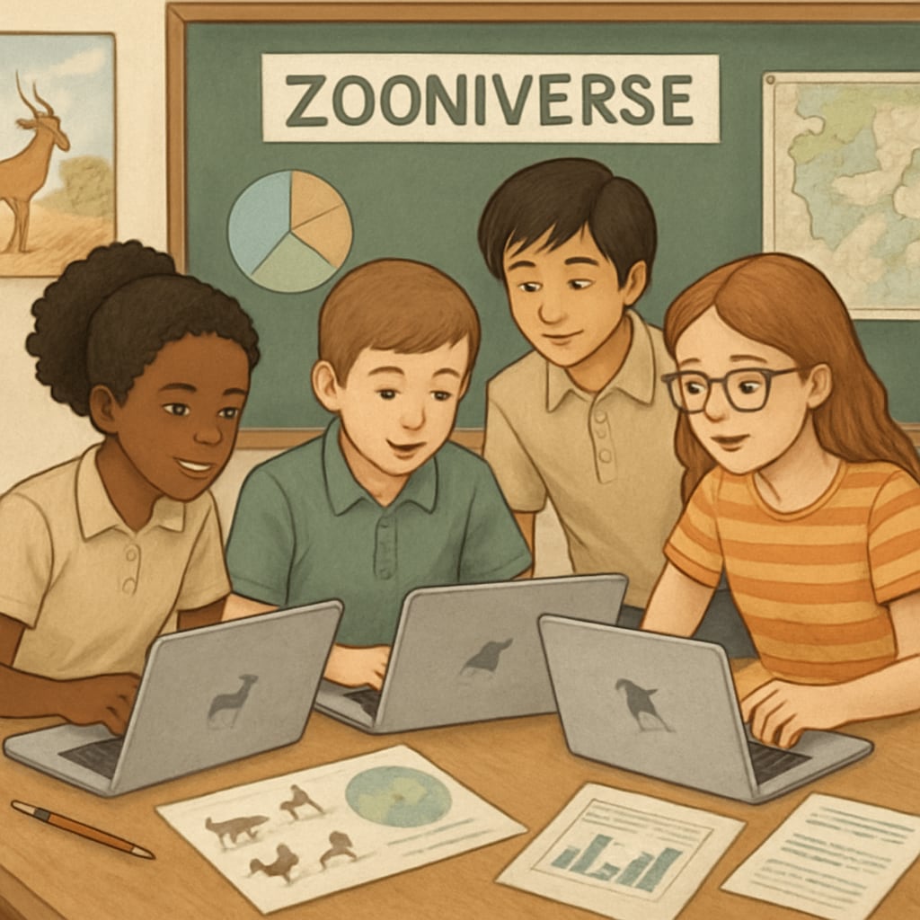 K12 students engaged in citizen science on Zooniverse platform