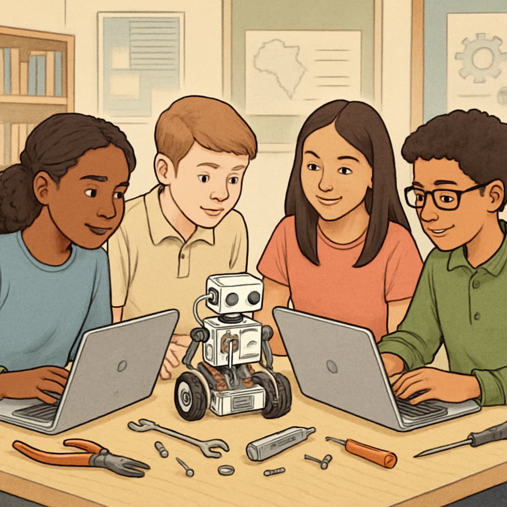 Students developing future skills through hands-on AI education projects