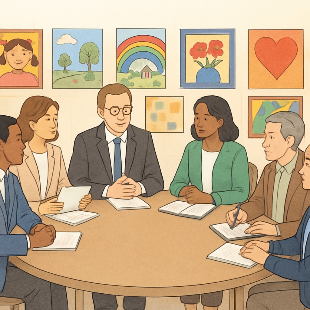 Collaborative school board meeting with education stakeholders