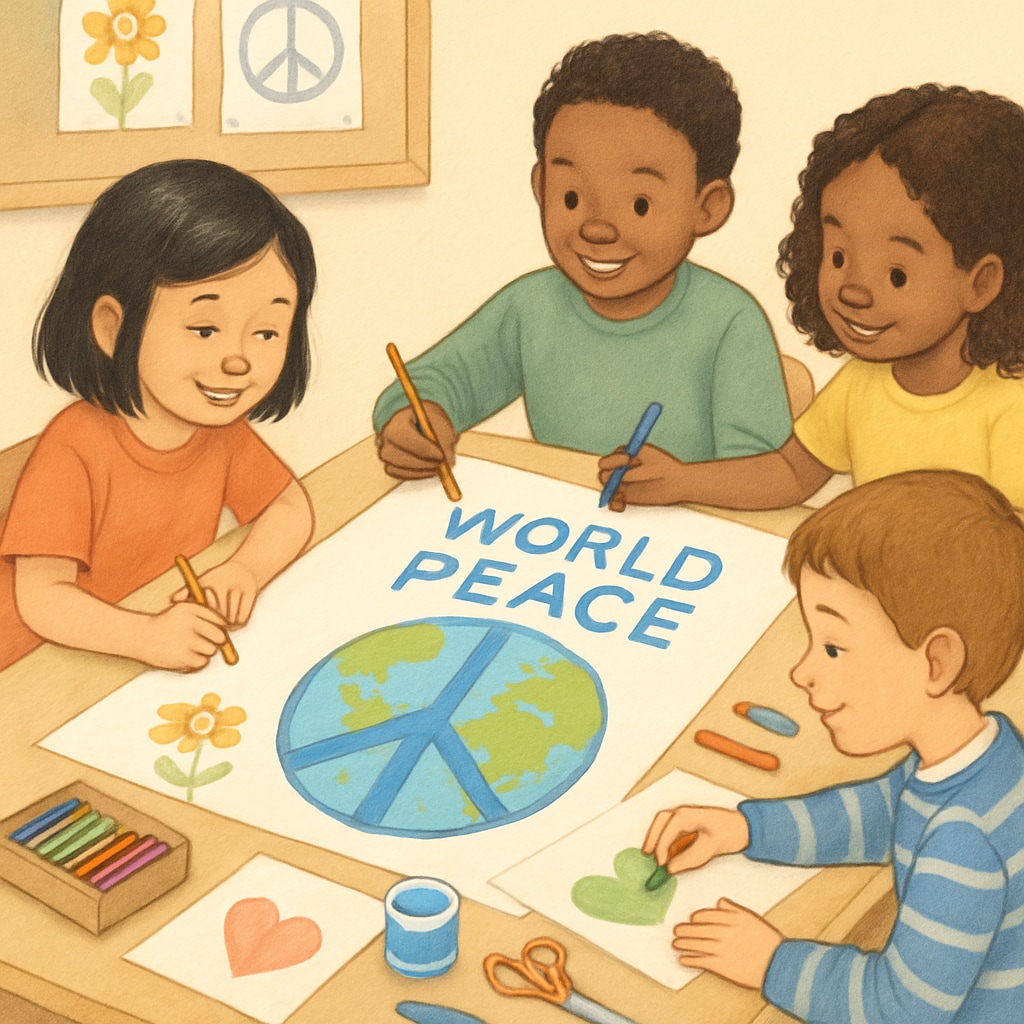 Diverse children learning humanitarian values