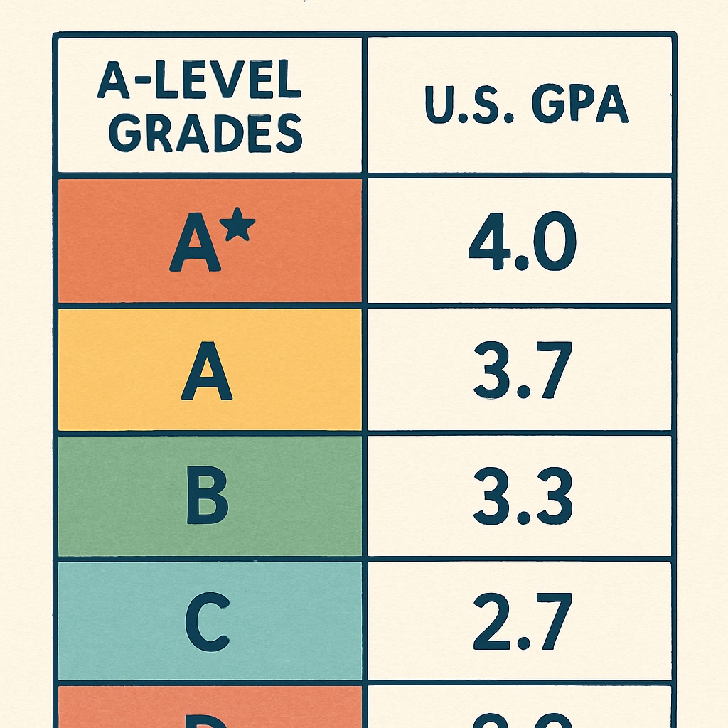 A-Level to GPA conversion for US university applications