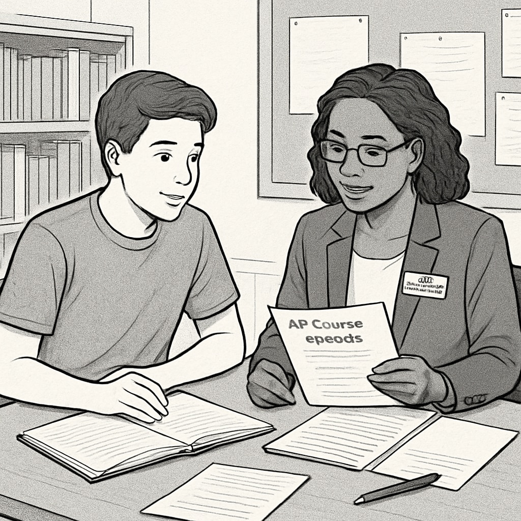 AP course planning consultation between student and academic advisor